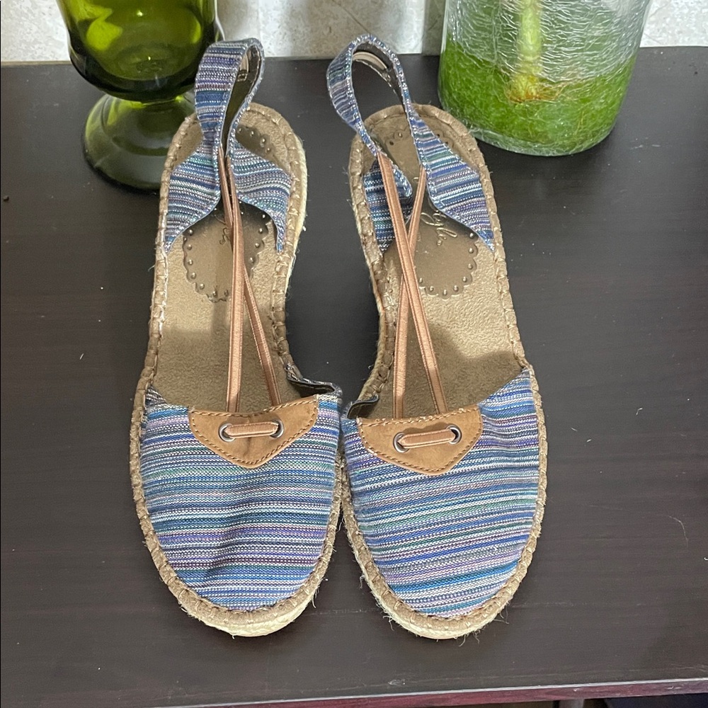 Soft Style by Hush Puppies Blue and Tan Striped Espadrilles